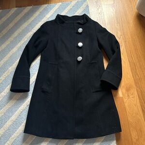 Zara; black coat with large silver buttons